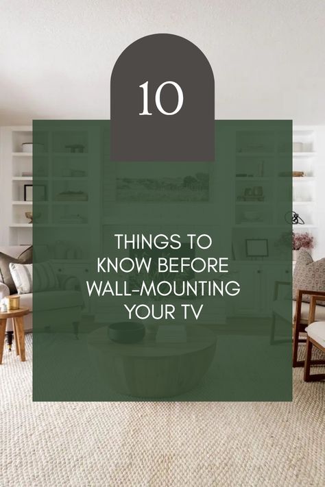 Thinking about wall-mounting your TV? Check out these 10 essential tips that every DIYer should know before making the leap! From wall stud locations to choosing the best mounting brackets, make sure you're well-prepared. You'll also discover more about cable management and the optimal height to ensure everyone enjoys their favorite shows comfortably. Don't risk damaging your walls or your TV—these expert pointers help ensure a smooth installation without any surprises. Follow these guidelines and enjoy a picture-perfect viewing experience! Tv And Cable Box Wall Mount, Height Adjustable Tv Wall Mount, Tv Wall Mount Height, Table For Under Wall Mounted Tv, Hidden Tv Cables, Great Room Tv Wall, Tv High On Wall, What To Put Above Tv, How High To Mount Tv On Wall