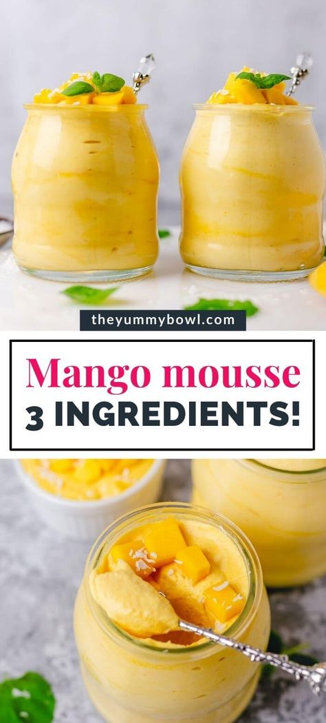 Healthy Mango Mousse, Mango And Banana Recipes, Mango Easy Dessert, Dessert Recipes With Mango, Easy Fresh Desserts, Mango Cream Dessert, Mango Treats Dessert Recipes, Mango Coconut Milk Dessert, Thai Mango Dessert