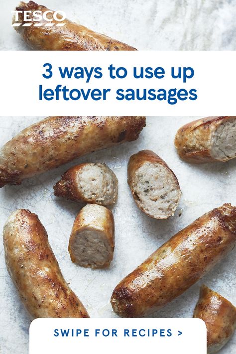 Bought too many sausages for your barbecue? Don't let them go to waste – read our guide to leftover sausages for top tips and the best recipes to make the most of your shop. | Tesco Leftover Sausages Recipes, Leftover Italian Sausage Recipes, Leftover Sausage Recipes, Leftover Sausage, Sausage Meals, Gratin Recipes, Easy Sausage Recipes, Gourmet Sausage, Pork Sausage Recipes