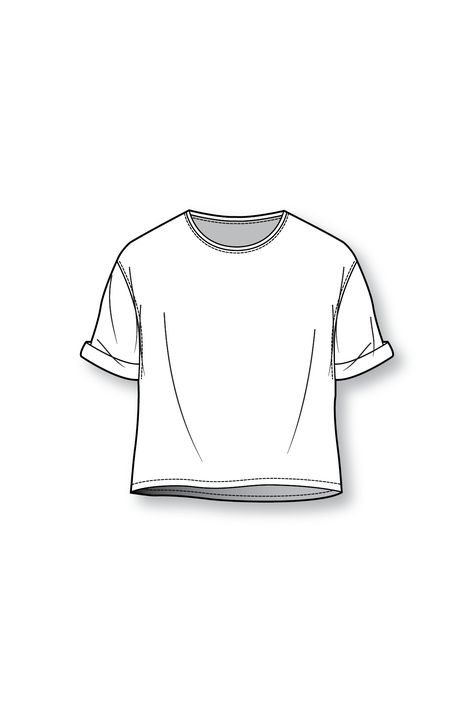 Boxy t-shirt T Shirt Illustration Sketches, T Shirt Sketch Drawing, Tshirt Sketch Drawing, Tshirt Flat Sketch, Tshirt Technical Drawing, T Shirt Technical Drawing, T Shirt Drawing Ideas, Flat Drawing Fashion, T Shirt Flat Sketch