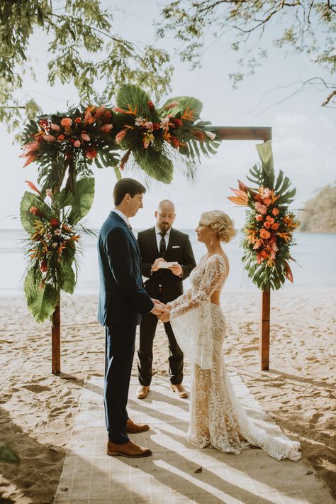 Beach Wedding Arch, Watters Wedding Dress, Tropical Glam, Tropical Wedding Inspiration, Dream Beach Wedding, Tropical Beach Wedding, Costa Rica Wedding, Beach Wedding Inspiration, Bali Wedding