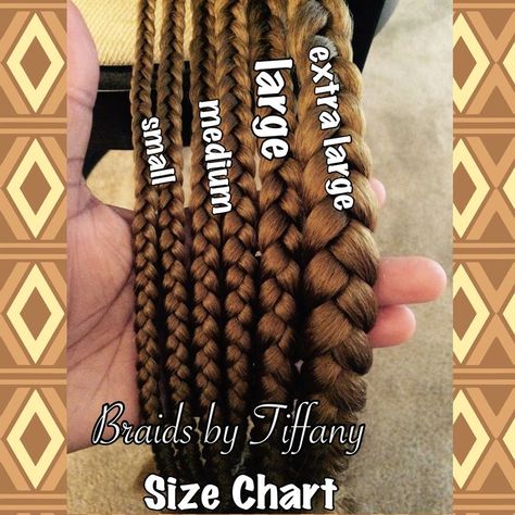 Image result for box braids size chart Braid Sizes, Size Braids, Box Braids Sizes, Ghana Braids Hairstyles, Big Box Braids, Blonde Box Braids, Short Box Braids, Long Box Braids, Try On Hairstyles