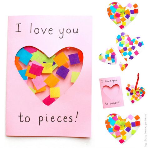 Mothers Day Crafts Preschool, Easy Mother's Day Crafts, Diy Mother's Day Crafts, Mother's Day Projects, Mother's Day Activities, Love You To Pieces, Folding Origami, Valentine Crafts For Kids, Heart Card