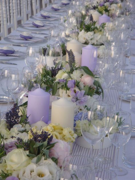 Lilac Wedding Themes, Centerpiece Candles, Light Purple Wedding, Lavender Wedding Theme, Tangled Wedding, Purple And Green Wedding, Purple Wedding Theme, Sage Wedding, Lilac Wedding