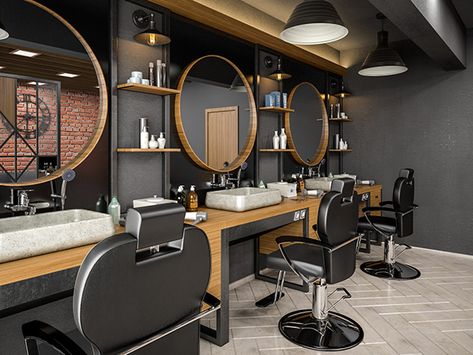 Barbershop Design Interior, Barber Shop Interior, Restaurant Design Inspiration, Architecture Set, Home Bar Rooms, Hair Salon Interior, Salon Suites Decor, Barbershop Design, Salon Logo Design