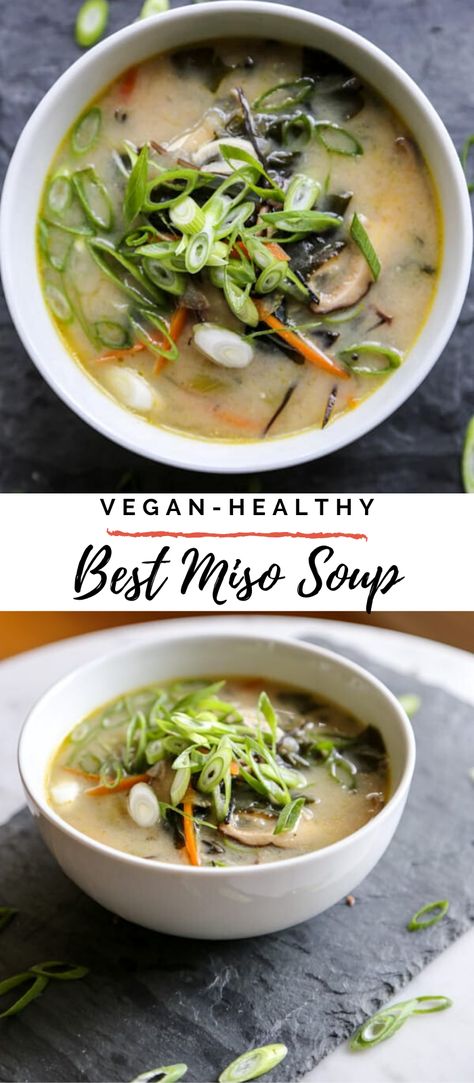 Chickpea Miso Soup, Miso Broth Soup, Miso Soup Healthy, Vegetable Miso Soup, Best Miso Soup, Miso Soup With Mushrooms, Sea Vegetables Recipes, Healthy Miso Soup Recipe, Miso Based Soup