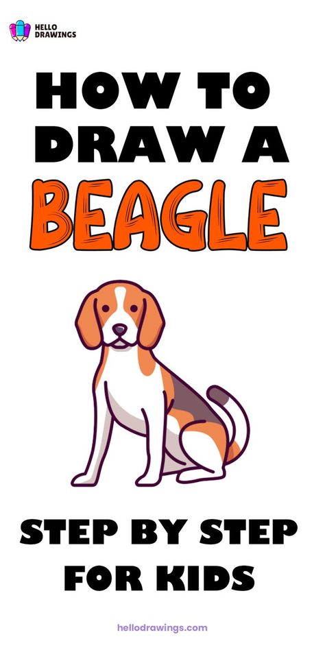 How to Draw a Beagle | Easy Drawing Guide for Kids Animal Drawing Tutorial, Easy Animal Drawings, Easy Animals, Drawing Tutorials For Kids, Drawing Guide, Easy Drawings For Kids, Animal Drawing, Drawing Tutorial Easy, Guided Drawing