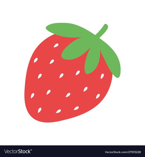 Strawberry Painting Easy Cute, Cute Cartoon Strawberry, Strawberries Drawing Simple, Strawberry Vector Illustration, Strawberry Easy Drawing, Cute Strawberry Illustration, Strawberry Illustration Drawings, Strawberry Drawing Cute, How To Draw A Strawberry