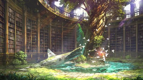 3840x2160 Wallpaper, Forest Drawing, Old Library, Library Aesthetic, Library Art, Background Drawing, Fantasy Forest, Fantasy Places, Forest Wallpaper