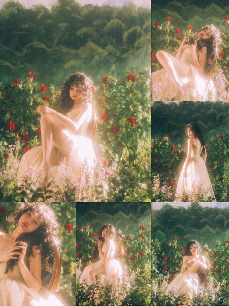 Fairy Garden Ideas Photoshoot, Ethereal Princess Aesthetic, Ethereal Reference Poses, Ethereal Aesthetic Photography, Fairy Portrait Photography, Dainty Pose Reference, Dreamy Fairy Photoshoot, Diva Poses Reference, Fantasy Photography Princess