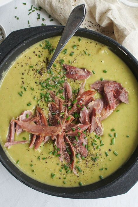 Pea Ham Soup Recipes, Creamy Pea Soup, Pea And Ham Soup Recipe, Ham Hock Recipes Crockpot, Soup Recipes Ham, Ham And Pea Soup, Pea Ham Soup, Split Pea Ham Soup, Ham Hock Soup