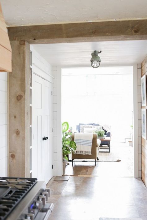 Wood Beam Doorway, Beam Doorway, Cased Opening, Framing Doorway, Hallway Mudroom, Wood Door Frame, Faux Wood Beams, Faux Beams, Wood Beam