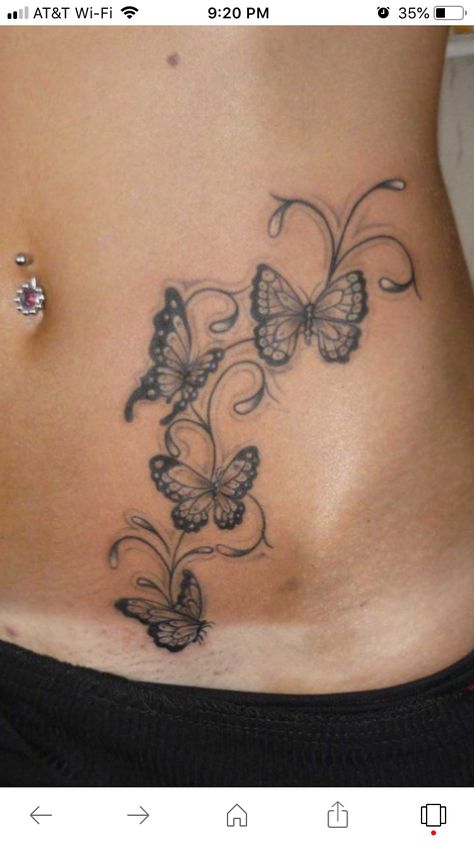 Side Stomach Tattoos, Small Butterfly Tattoo, Butterfly Tattoos For Women, Tattoos For Black Skin, Forearm Tattoo Women, Geniale Tattoos, Butterfly Tattoos, Stomach Tattoos, Butterfly Tattoo Designs