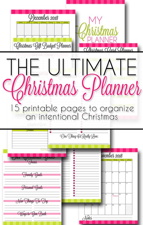 This set of Christmas Planner printables includes pages to track ideas for the holidays, calendars for both 2018 and 2019, pages to track gifts and budget, and even meal planning and card planning sheets.  Info on how to get the files for free in the post! Christmas Shopping List Printable, Free Printable Christmas Planner, Christmas Planner Free, Holiday Budget Planner, Christmas Planning Printables, Christmas Planner Printables, Printable Christmas Planner, Budget Christmas Gifts, Christmas Delights