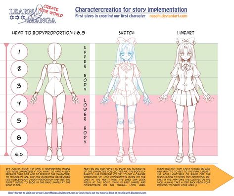 Learn Manga: Create your World - CC Proportions by Naschi on DeviantArt Learn Manga, Poses Manga, Human Base, Draw Tutorial, Manga Tutorial, Drawing Guides, Anatomy Tutorial, Anime Tutorial, Body Proportions