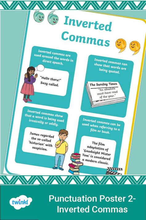 This fun poster is a fantastic way to teach your class about punctuation marks and specifically inverted commas. Simply download and print, then decorate your classroom with this colourful and informative poster. This poster includes the punctuation marks’ name, what it looks like, and even information about when it’s used in a sentence. This visual aid is wonderful for reinforcing your students’ learning in any English classroom. Call Film, Informative Poster, Punctuation Posters, Inverted Commas, Direct Speech, Visual Aid, Classroom Display, Punctuation Marks, English Classroom