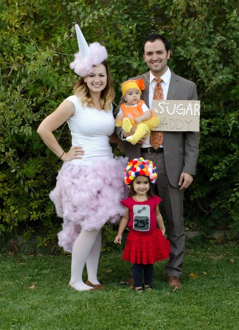 Baby Candy Costume, Family Candy Halloween Costumes, Family Candy Costumes, Candy Man Costume, Candy Halloween Costume, Candy Halloween Costumes, Candy Corn Costume, Candy Costume, Diy Candy Bar