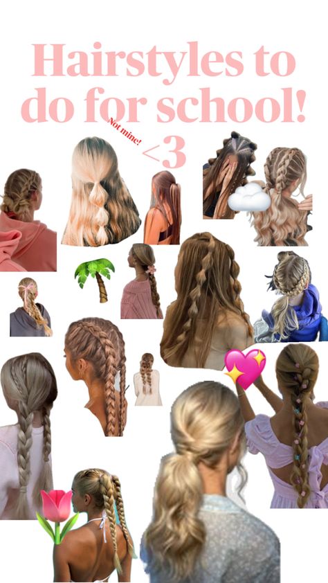 Cute Last Week Of School Hairstyles, Hair Styles For The Last Day Of School, Plat Ideas For Hair, Cute And Easy Hairstyles For Summer, Cute Hairstyles For Trips, Hairstyles For Church Camp, Year 7 Hairstyles, Hair Inspiration School, Hair Styles Cute For School