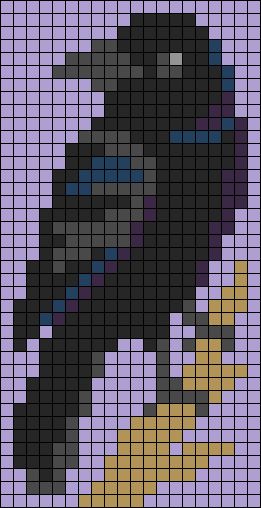 Alpha pattern #169384 | BraceletBook Ouija Board Pixel Art, Raven Beading Pattern, Goose Perler Beads, Raven Knitting Pattern, Cardinal Pixel Art, Crow Cross Stitch Pattern Free, Cross Stitch Patterns Pixel, Edgar Allen Poe Cross Stitch, Cross Stitch Pixel Patterns