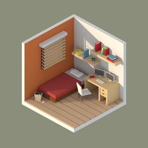 ArtStation - Low Poly Isometric Rooms, Erin Lim 3d Low Poly Room, Low Poly Isometric Room, Low Poly Interior Blender, Isometric 3d Room, Low Poly Interior, Low Poly Isometric, Blender Low Poly, Isometric Rooms, 3d Room Design