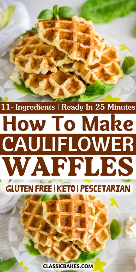 Cauliflower Waffles are a delicious, keto-friendly breakfast recipe featuring eggs, mozzarella cheese, riced cauliflower, and almond flour, with various seasonings and toppings for added flavor. Cauliflower Waffles, Caribbean Food Recipes, Apple Turnover, How To Make Cauliflower, Jamaican Cuisine, Waffles Easy, Riced Cauliflower, Easy Cauliflower, Waffles Recipe