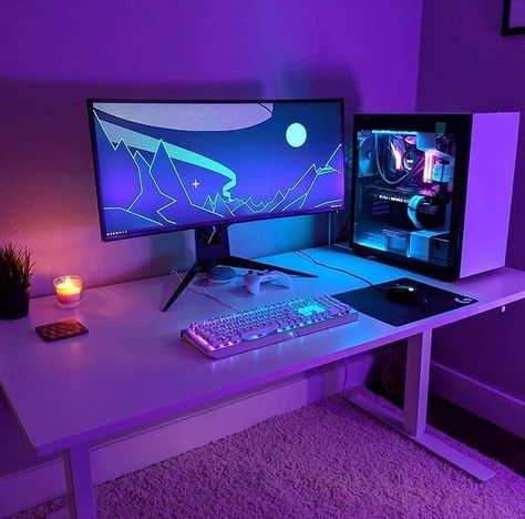 #gamingroomdecorations #gamingroomsetupconsoles #gamingsetupaesthetic Keyboard And Mouse Gaming, Rory Bedroom, Gaming Desk Setup, Best Gaming Setup, Gamer Setup, Pc Gaming Setup, Video Game Room Design, Gaming Setups, Video Game Rooms