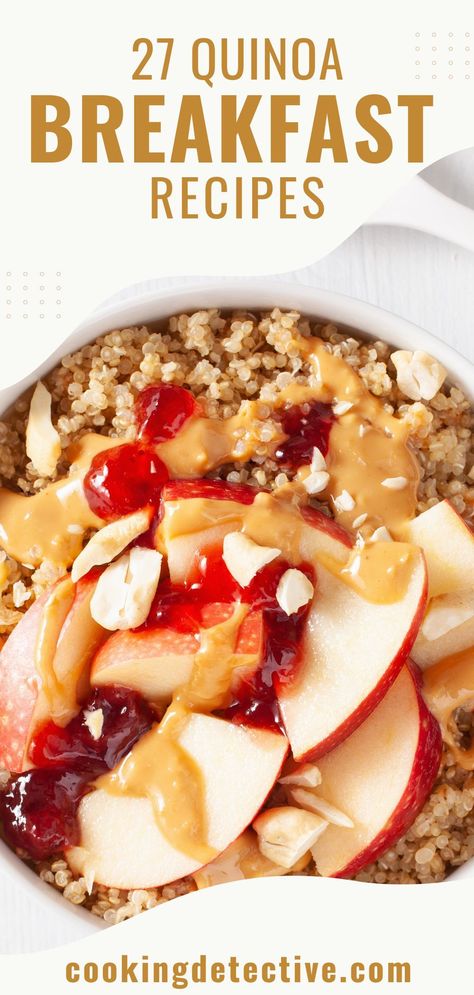 Quinoa is a complete protein packed with vitamins, minerals, and fiber. It's easy to cook, and it's versatile. Here's a selection of 27 Quinoa Breakfast Recipes to start your day off right. Egg Quinoa Bowl, High Protein Quinoa Breakfast, Slow Cooker Breakfast Quinoa, Make Ahead Quinoa Breakfast, Breakfast Quinoa Recipes, Overnight Quinoa Breakfast, Quinoa Breakfast Bowl Healthy, Overnight Quinoa Breakfast Bowl, Quinoa Breakfast Recipes