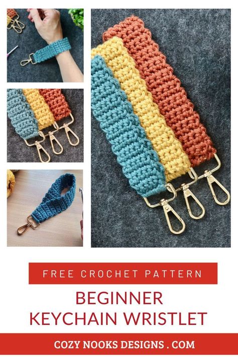 Practice Crochet For Beginners, Crochet Crafts For Beginners Simple, Crochet Projects Practical, 5.5mm Crochet Patterns, Easy Crochet Items To Make And Sell, Crochet Key Lanyard Pattern Free, Cool Small Crochet Projects, Easy Starter Crochet Patterns, Crochet Keychain Strap