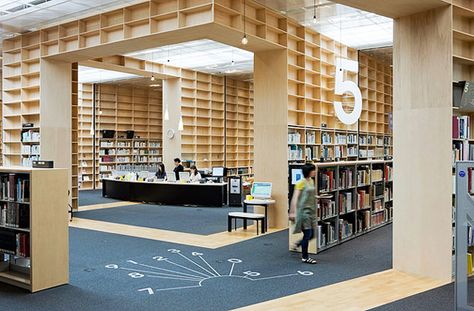 Musashino Art Library. See all the empty boxes way up high? They're decorative...for now. Never underestimate how many books you might own in your lifetime. Bookstore Design, Sou Fujimoto, Art University, Open Library, Tall Bookcases, Modern Library, Library Design, Floor Space, Architect Design