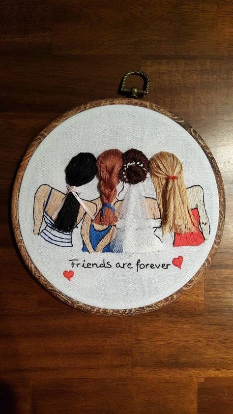 Bestfriend  -8  inc – Modern Embroidery,  best friend gift Handmade embroidery b… Embroidery Bride, Bride And Bridesmaids, Pola Sulam, 자수 디자인, Handmade Embroidery, Hand Embroidery Stitches, Modern Embroidery, Hand Embroidery Design, Embroidery Hoop Art