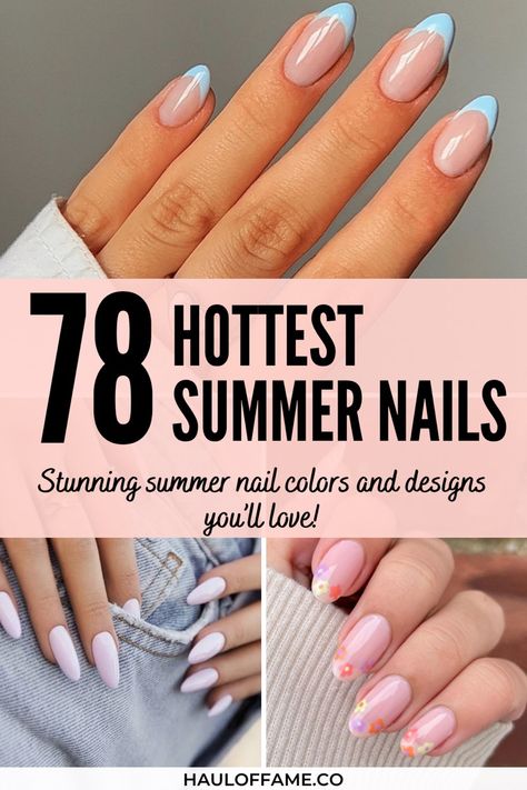 We've got 78 stunning summer nail colors and nail designs for you to rock in Summer 2022. If you're after summer nails inspiration and summer nail ideas, you've definitely come to the right place. With so many summer nails 2022 trends to choose from including summer nails short, summer nails acrylic, summer nails almond, summer nails coffin, and summer nail art, we're here to make sure that you're only rocking the best summer nails 2022 that everyone will have serious nail envy over! Short Summer Acrylic Nails Almond French, Short Almond Nails Summer Designs, Simple Nail Ideas For Summer Almond, Almond Short Summer Nails, Summer Nails Inspiration Almond Shape, Cute Short Acrylic Nails Almond Summer, Acrylic Nail Designs 2023 Trends, Summer Nails Colors Almond Shape, Summer Color Almond Nails