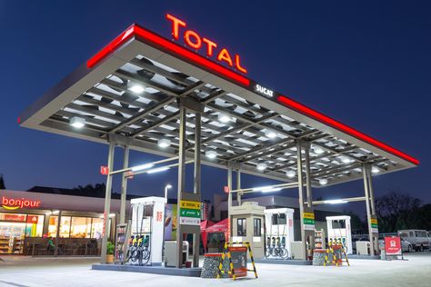 TOTAL Fuel Forecourt Located in France Diesel 2022, Price Board, Sustainable Management, House Outer Design, Station Service, Petrol Station, Filling Station, Service Station, September 2022