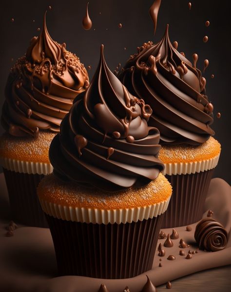 Recipes Cupcakes, Chocolate Fantasy, Chocolate Cake Designs, Ice Cream Cupcakes, Beautiful Cake Designs, Dessert Photography, Chocolate Dreams, Rich Desserts, Cocoa Chocolate