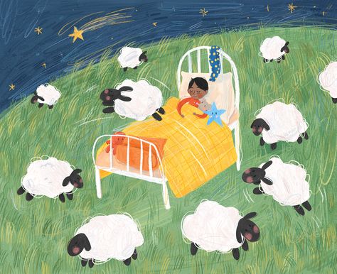 Counting Sheep | Behance Counting Sheep Illustration, Veggie Tattoo, Sleepy Bunny, Anna Claire, Baby Lamb Baby Shower, Sheep Illustration, Korean Illustration, Chicken Illustration, Sheep Art