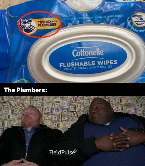 Plumbing Memes, Plumbing Humor, Plumber Humor, Hvac Tech, Step On A Lego, Roof Paint, Service Management, Flushable Wipes, Hvac Technician