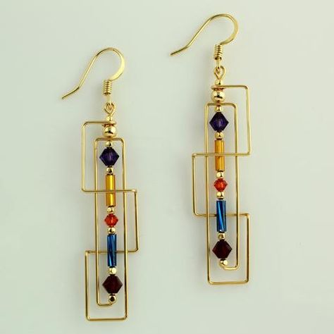 Anting Manik, Bijoux Fil Aluminium, Wire Jewelry Designs, Wire Work Jewelry, Handmade Wire Jewelry, Work Jewelry, Frank Lloyd, Frank Lloyd Wright, Lloyd Wright