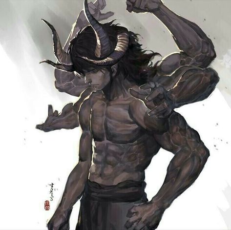 Oni Demon, Fantasy Demon, 다크 판타지, Monster Concept Art, 캐릭터 드로잉, Demon Art, Comics Art, Fantasy Warrior, Arte Fantasy