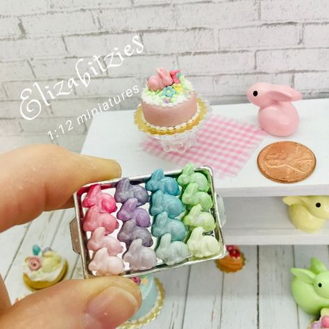 1-miniature Easter Bunny Cookies16 on Tray 1:12 Scale | Etsy Easter Miniatures, Colored Cookies, Miniature Cakes, Miniature Easter, Miniature Sewing, Miniture Food, Mini Pastries, Easter Plates, Easter Bunny Cookies