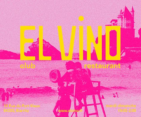 Brand Identity for El Vino, a beach club restaurant located in Biarritz Beach Club Illustration, Beach Club Branding, Miami Branding, Club Restaurant, Beach Bbq, Bbq Restaurant, Restaurant Branding, Graphic Design Adobe, Adobe Indesign