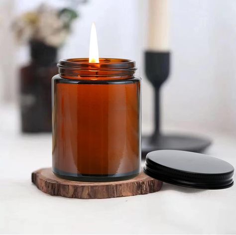 8oz Amber Candle Jars Set of 30,Round Glass Jars with Black Lids,Empty 250ml Glass Candle Making Jars Bulk Thick Small Food Storage Jars for Spice,Candy,Powder Candle Making Jars, Amber Candle, Small Food, Candle Business, Small Meals, Storage Jars, Glass Candle, Candle Making, Glass Jars