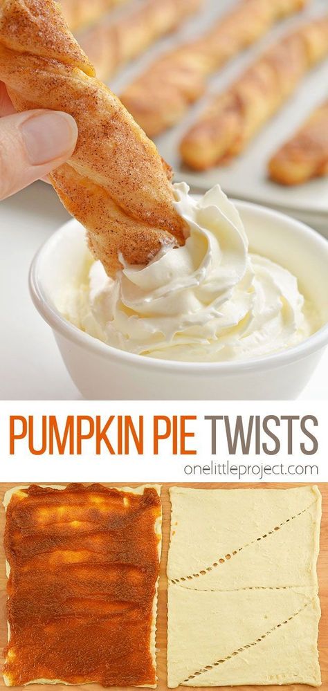 Easy Dessert For Thanksgiving, Fall Dessert Board, Pie Pumpkin Recipes, Pumpkin Pie Twists, Fall Pumpkin Recipes, Halloween Dessert Ideas, One Little Project, Fall Baking Recipes, Pie Pumpkin