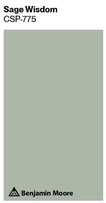 Benjamin Moore Sage Wisdom paint color swatch. Sage Wisdom Paint, Sage Green Paint Colors Benjamin Moore, Green Paint Colors Benjamin Moore, Sage Paint Color, Benjamin Moore Green, Benjamin Moore Bathroom, Sage Wisdom, Sage Green Paint Color, Paint Color Swatches