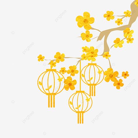 Chinese New Year Lantern, Golden Plum, Chinese New Year Background, New Year Clipart, New Years Background, Kawaii Doodles, Clipart Images, Chinese New Year, Png Clipart