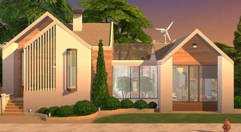 Sims 4 Eco Lifestyle House Ideas, Sims4 Eco House, Eco House Sims 4, Home The Sims 4, Eco Home Sims 4, Sims 4 Modern House No Cc, Ecolifestyle Sims 4 House, Sims 4 Eco House, Sims4 Lots No Cc