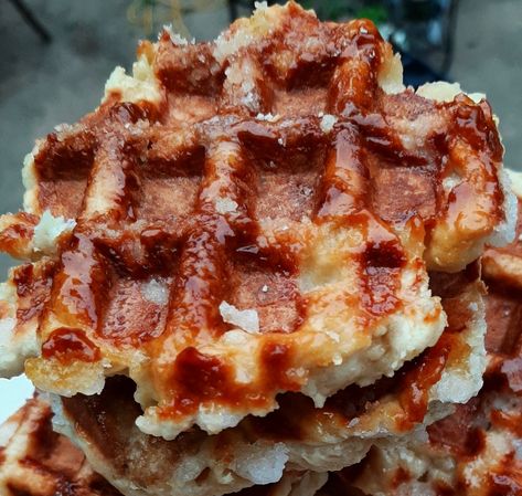 Belgian Waffles - Liege — Persnickety Panhandler Belgian Waffle Cookies, Waffles Liege, Liege Waffles Recipe, Liege Waffles, Liege Waffle, Belgium Waffles, My Introduction, Waffle Cookies, Belgian Waffles