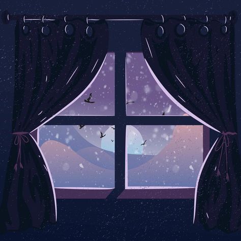 Twilight winter landscape seen through the window Twilight Winter, Snowy Window, Window Illustration, Window View, Through The Window, Winter Landscape, Phone Backgrounds, The Window, Winter Wonderland