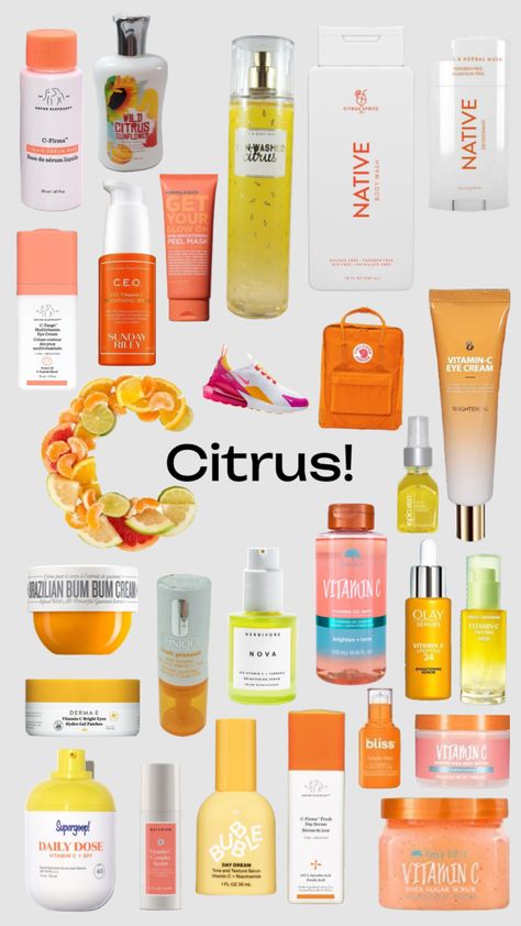 Citrus/vitamin C! 🍊 Citrus Scented Shower Routine, Citrus Body Care, Smell Like Citrus, Smell Guide, Vitamin C Body Wash, Scent Guide, Face Mist Spray, Citrus Perfume, Citrus Smell