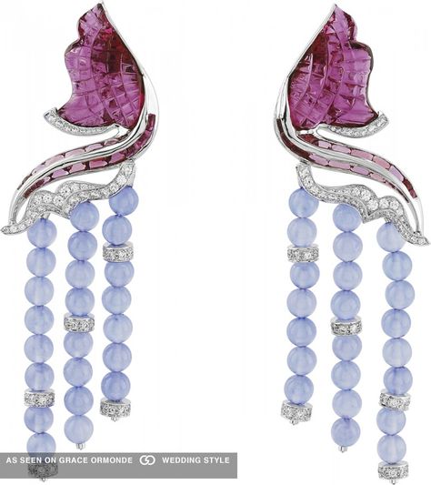 Tiffany & Co. Carved Amethyst and Chalcedony bead earrings Purple Stone Earrings, Purple Yellow Orange, Jewelry Gallery, Jewelry Rose Gold, Tiffany And Co, Trendy Earrings, Purple Stones, Rose Gold Jewelry, Blue Chalcedony