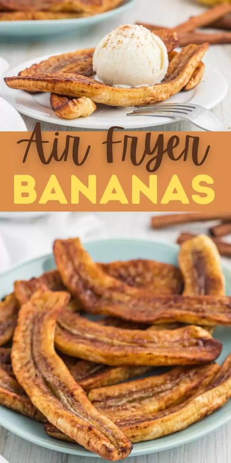 Healthy Air Fryer Desserts, Air Fryer Bananas, Airfryer Food, Air Fryer Banana, Banana Foster, Air Fryer Recipes Dessert, Fried Bananas, Air Fryer Oven Recipes, Caramelized Bananas