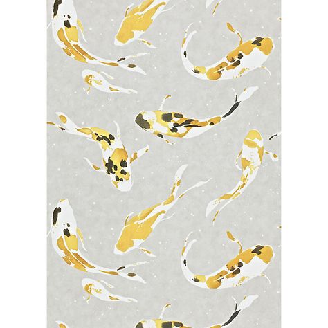 Koi Wallpaper, Karp Koi, Wild Waters, Harlequin Wallpaper, 4 Wallpaper, Wallpaper Paint, Wallpaper Inspiration, Tree Canopy, Fig Leaves